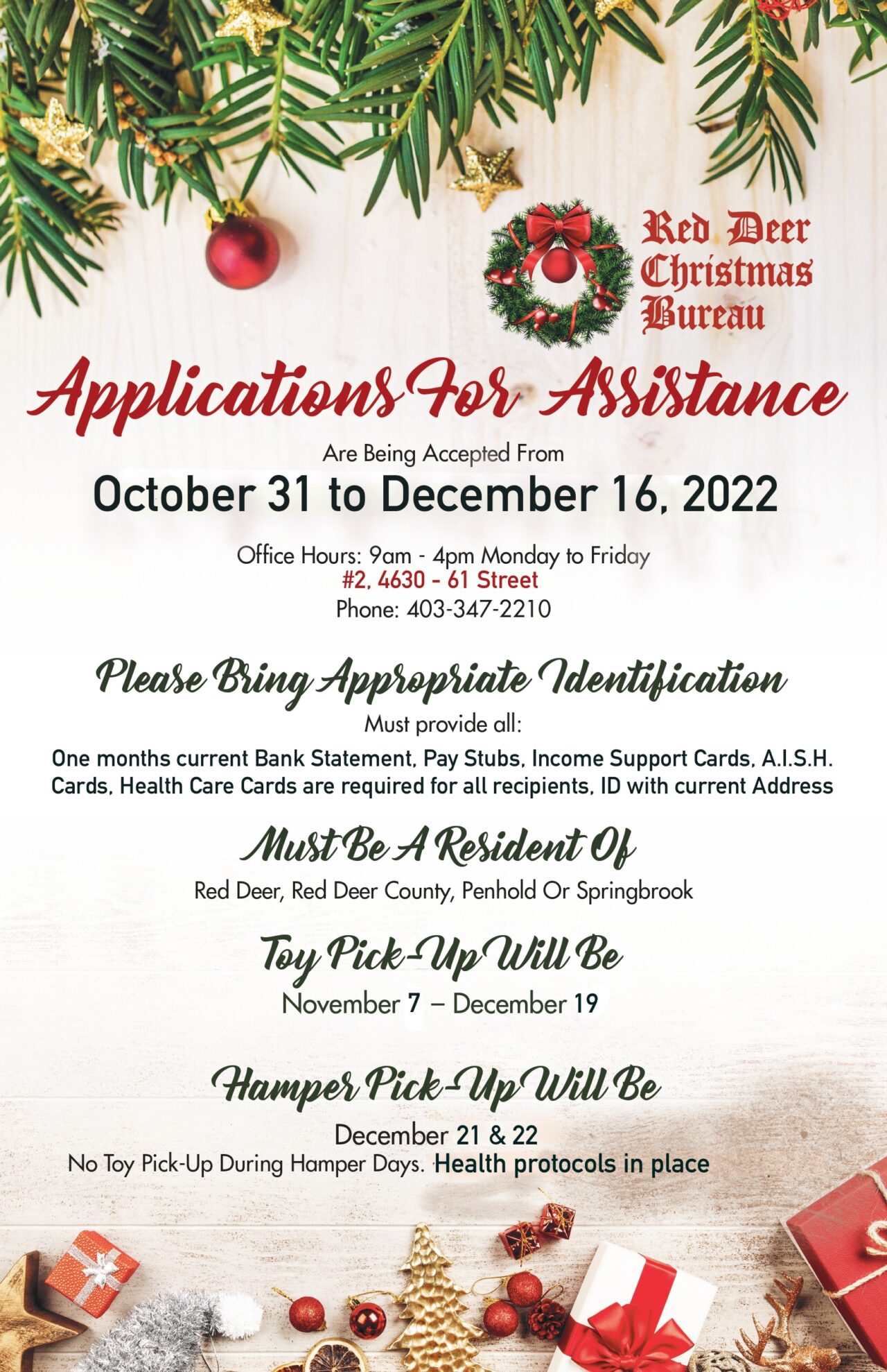 Applications for Assistance Red Deer Christmas Bureau